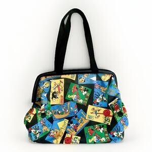 VTG DISNEY PARKS Mickey Mouse Around The World Full Zip Insulated Canvas TOTEBAG